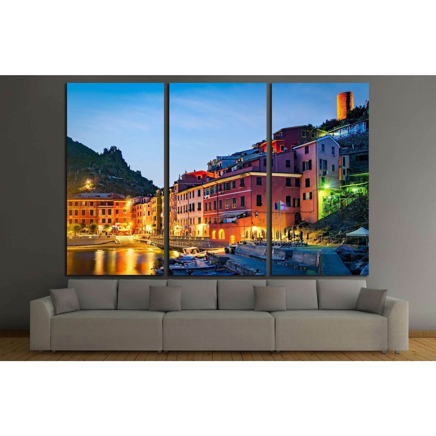 Vernazza, Cinque Terre (Italian Riviera, Liguria) at twilight №1715 Ready to Hang Canvas PrintCanvas art arrives ready to hang, with hanging accessories included and no additional framing required. Every canvas print is hand-crafted, made on-demand at our