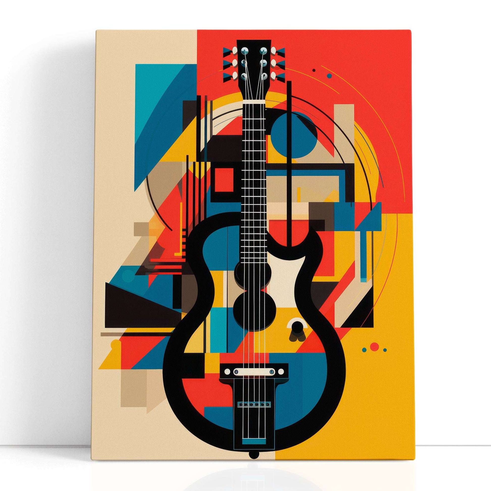 Vibrant Geometric Abstraction of Guitar - Canvas Print - Artoholica Ready to Hang Canvas Print