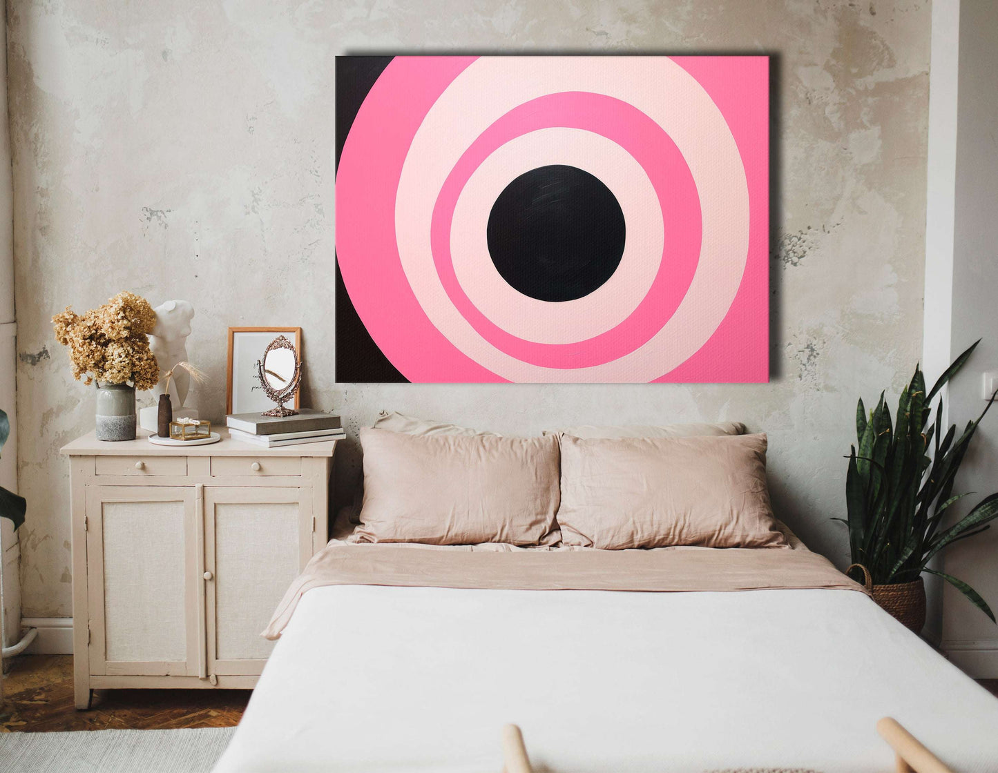 Vibrant Pink and Black Vortex - Canvas Print - Artoholica Ready to Hang Canvas Print