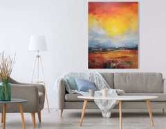 Vibrant Red, Yellow, and Blue Sunset - Canvas Print - Artoholica Ready to Hang Canvas Print