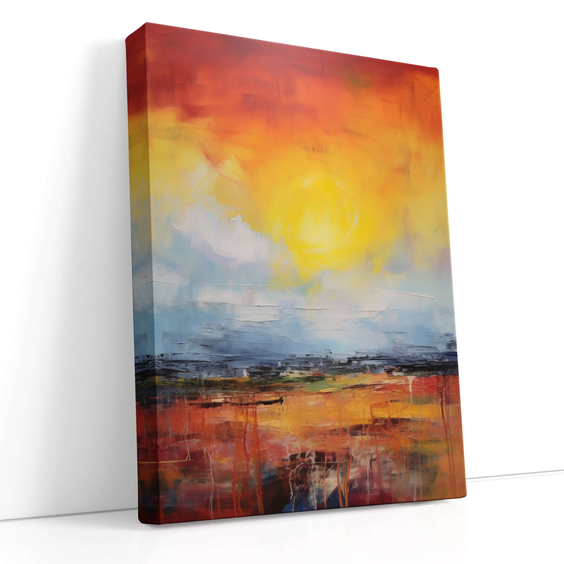 Vibrant Red, Yellow, and Blue Sunset - Canvas Print - Artoholica Ready to Hang Canvas Print