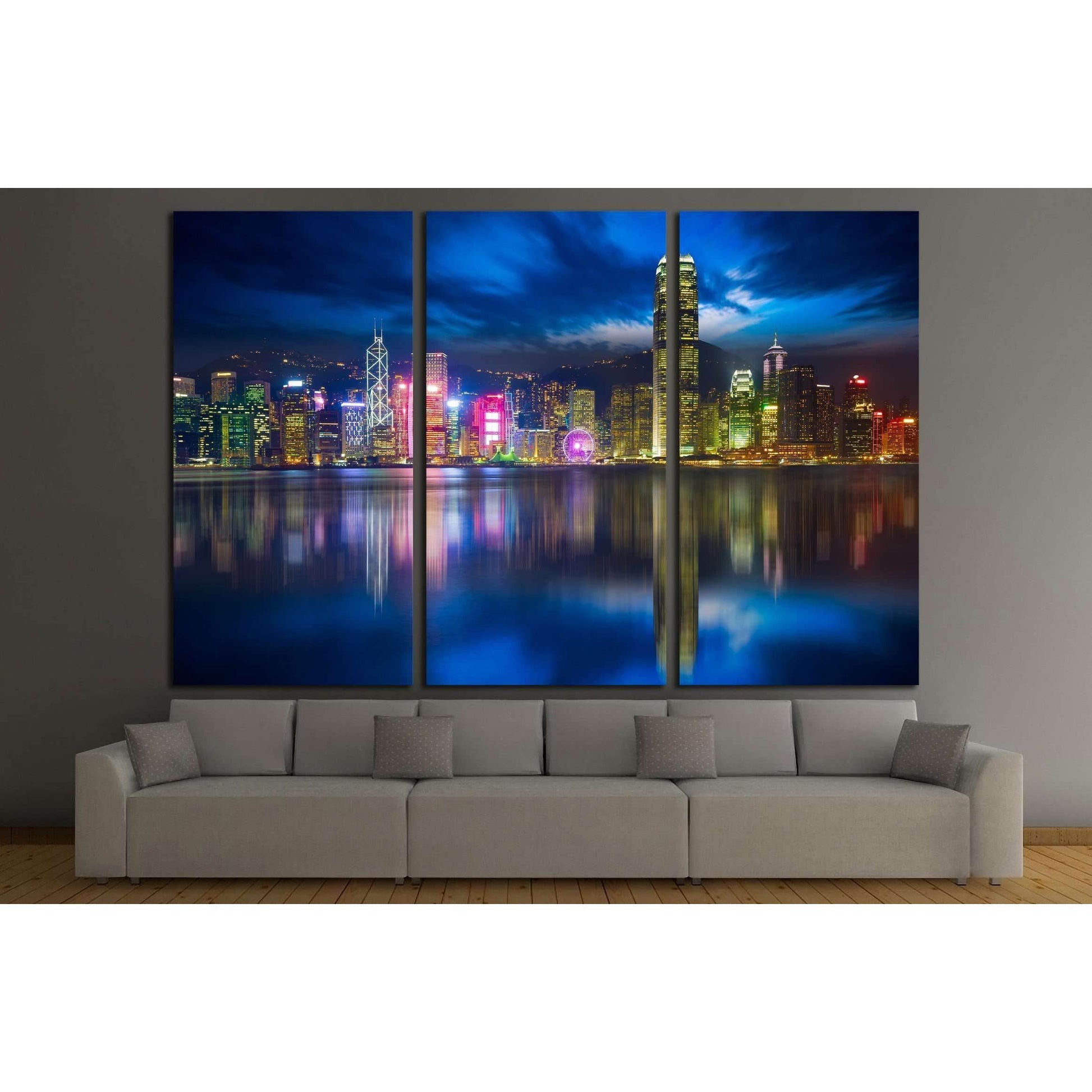 Victoria harbour skyline at night in Hong Kong №2318 Ready to Hang Canvas PrintCanvas art arrives ready to hang, with hanging accessories included and no additional framing required. Every canvas print is hand-crafted, made on-demand at our workshop and e