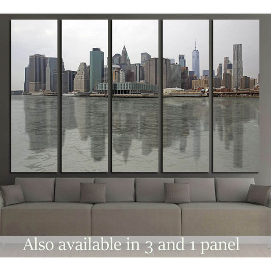 View of financial district in New York taken from the Hudson river №2710 Ready to Hang Canvas PrintCanvas art arrives ready to hang, with hanging accessories included and no additional framing required. Every canvas print is hand-crafted, made on-demand a