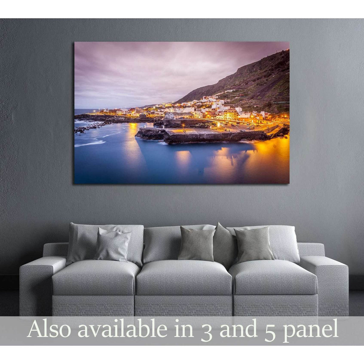 view of Garachico in the evening in Tenerife island - Canary Spain №2638 Ready to Hang Canvas PrintCanvas art arrives ready to hang, with hanging accessories included and no additional framing required. Every canvas print is hand-crafted, made on-demand a