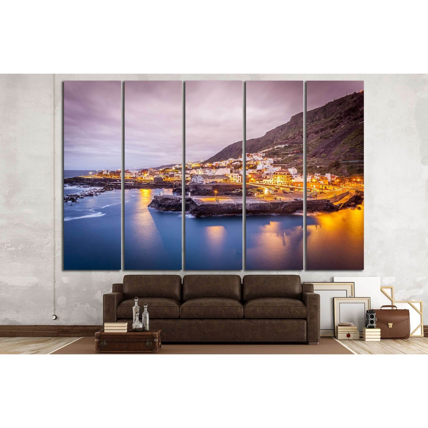 view of Garachico in the evening in Tenerife island - Canary Spain №2638 Ready to Hang Canvas PrintCanvas art arrives ready to hang, with hanging accessories included and no additional framing required. Every canvas print is hand-crafted, made on-demand a