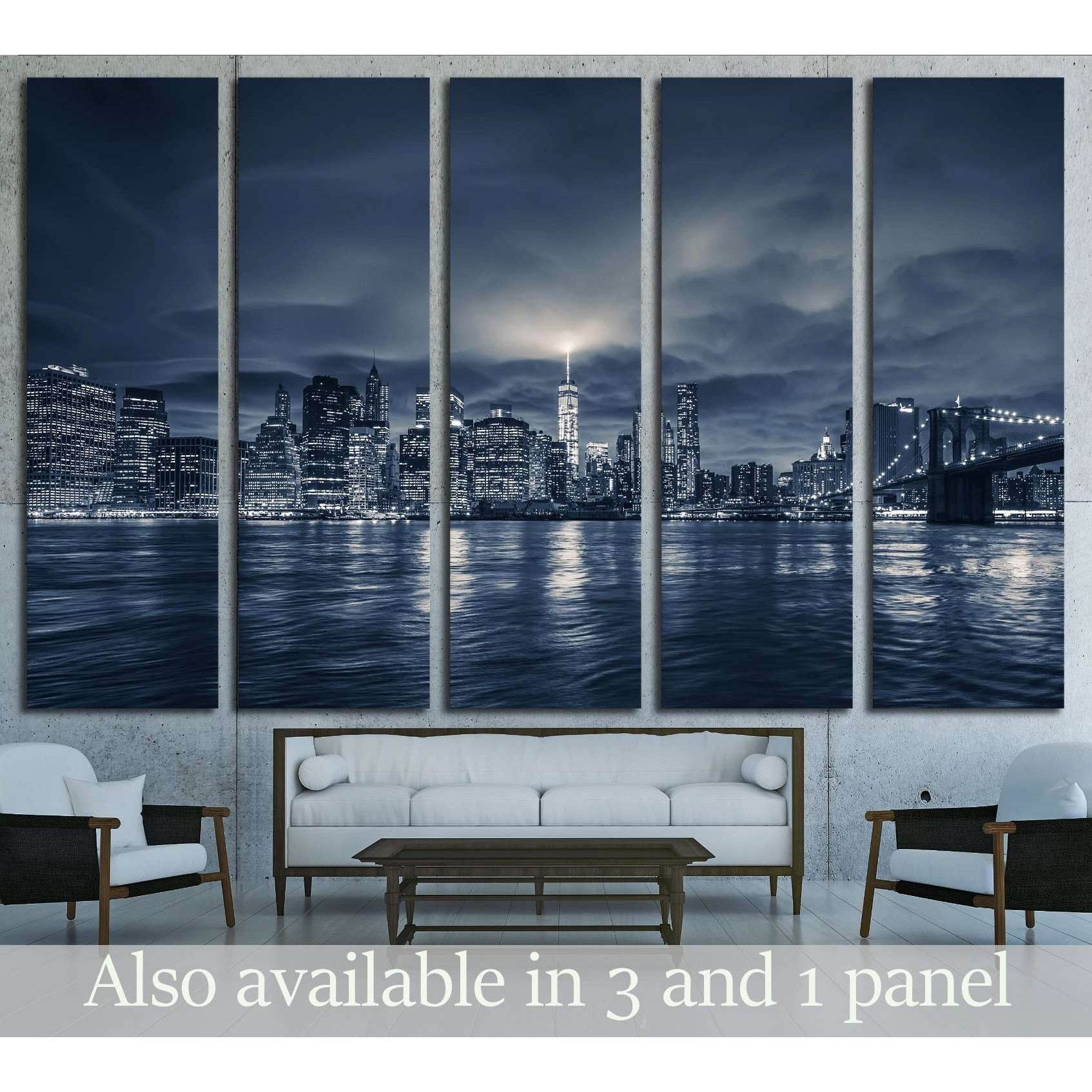 View of Manhattan at night, New York City №2997 Ready to Hang Canvas PrintCanvas art arrives ready to hang, with hanging accessories included and no additional framing required. Every canvas print is hand-crafted, made on-demand at our workshop and expert