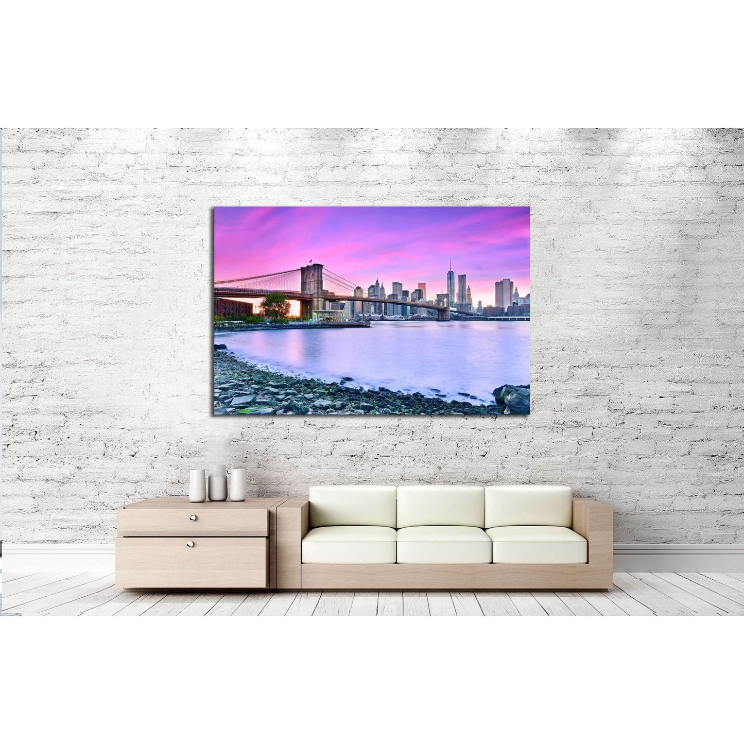 View of New York City at dusk №2987 Ready to Hang Canvas PrintCanvas art arrives ready to hang, with hanging accessories included and no additional framing required. Every canvas print is hand-crafted, made on-demand at our workshop and expertly stretched