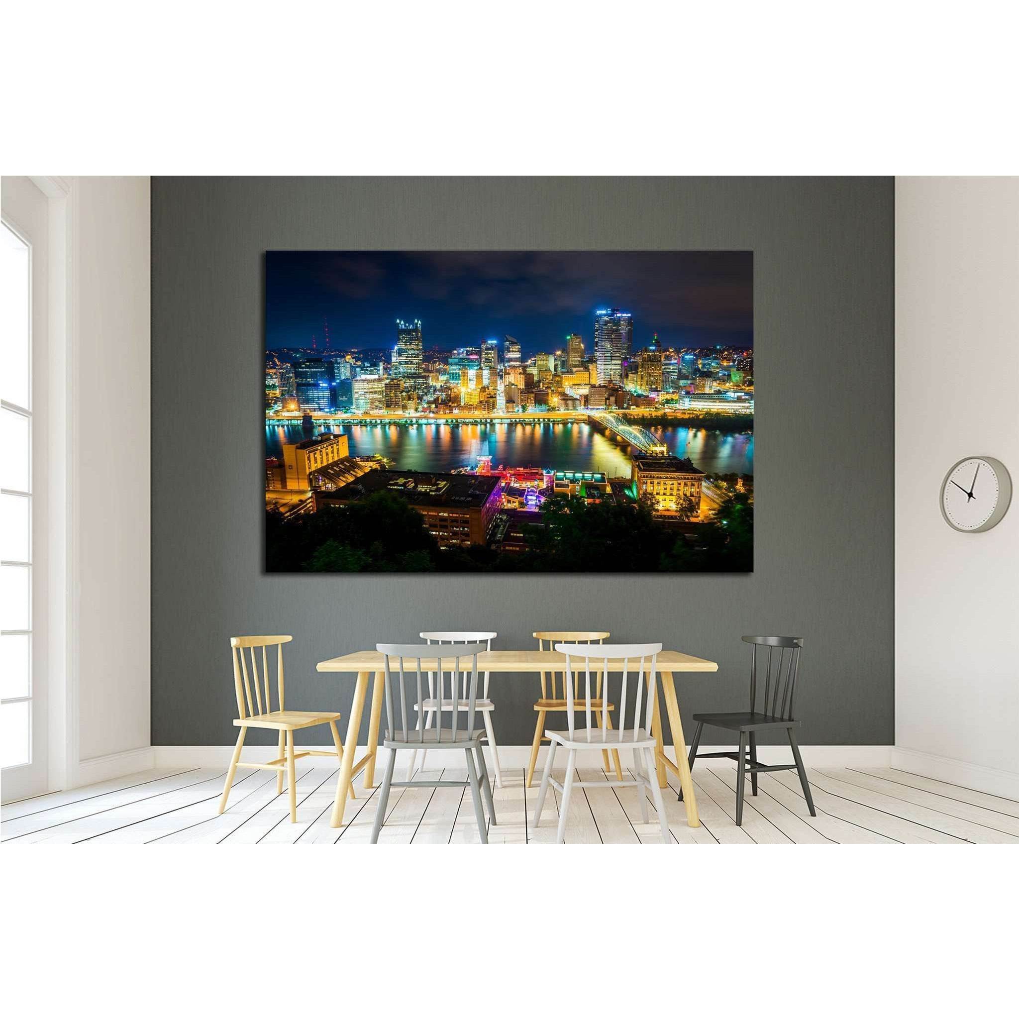 View of Pittsburgh at night from Grandview Avenue, Pittsburgh, Pennsylvania №1704 Ready to Hang Canvas PrintCanvas art arrives ready to hang, with hanging accessories included and no additional framing required. Every canvas print is hand-crafted, made on