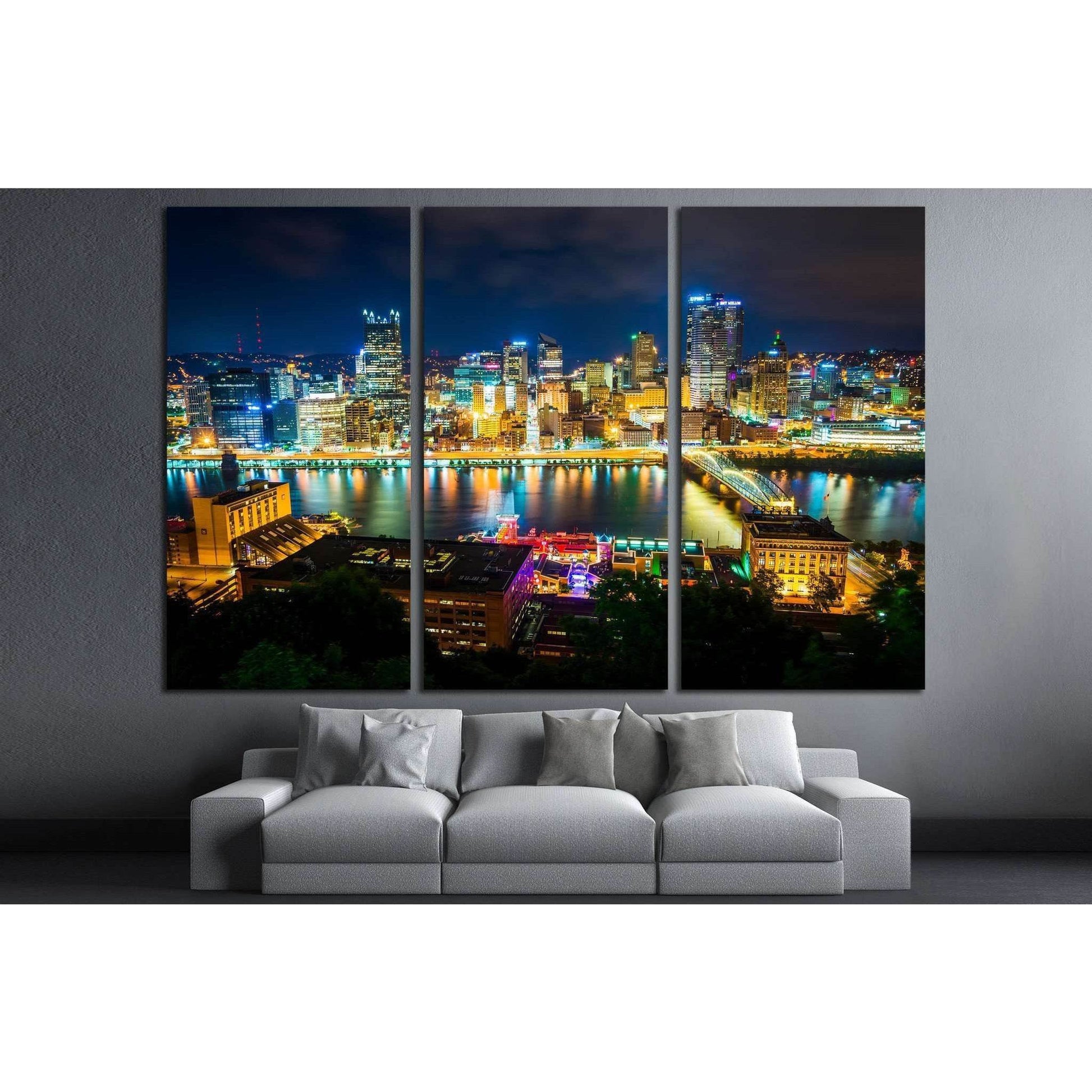 View of Pittsburgh at night from Grandview Avenue, Pittsburgh, Pennsylvania №1704 Ready to Hang Canvas PrintCanvas art arrives ready to hang, with hanging accessories included and no additional framing required. Every canvas print is hand-crafted, made on