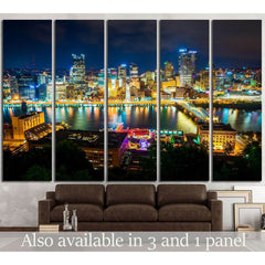 View of Pittsburgh at night from Grandview Avenue, Pittsburgh, Pennsylvania №1704 Ready to Hang Canvas PrintCanvas art arrives ready to hang, with hanging accessories included and no additional framing required. Every canvas print is hand-crafted, made on