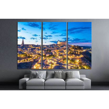 View of Toledo, Spain including Alcazar and the cathedral at dusk №1707 Ready to Hang Canvas PrintCanvas art arrives ready to hang, with hanging accessories included and no additional framing required. Every canvas print is hand-crafted, made on-demand at