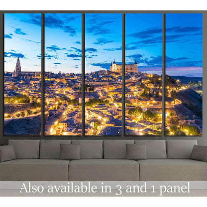 View of Toledo, Spain including Alcazar and the cathedral at dusk №1707 Ready to Hang Canvas PrintCanvas art arrives ready to hang, with hanging accessories included and no additional framing required. Every canvas print is hand-crafted, made on-demand at