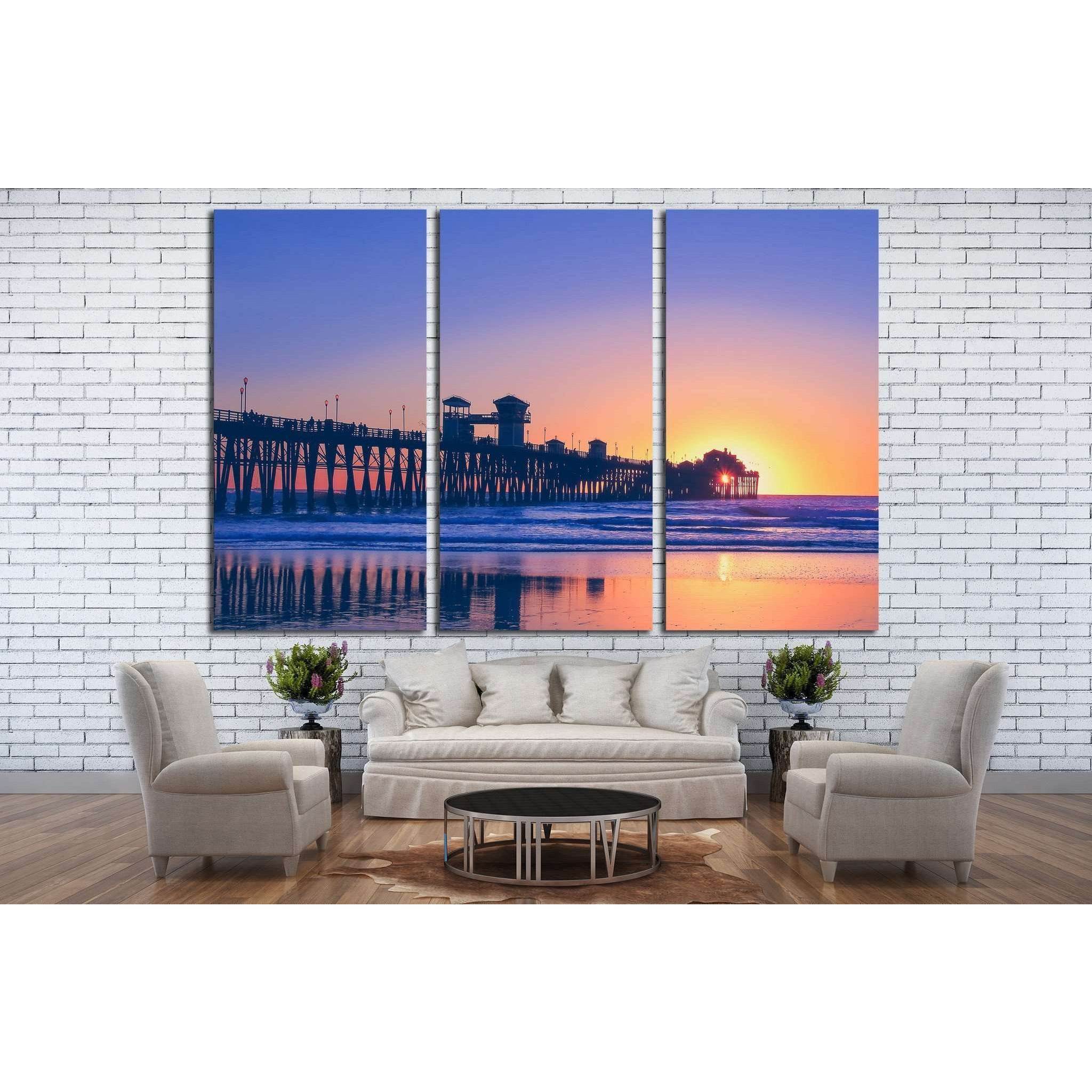 Vintage beach photo of pier at sunset in California №1777 Ready to Hang Canvas PrintCanvas art arrives ready to hang, with hanging accessories included and no additional framing required. Every canvas print is hand-crafted, made on-demand at our workshop