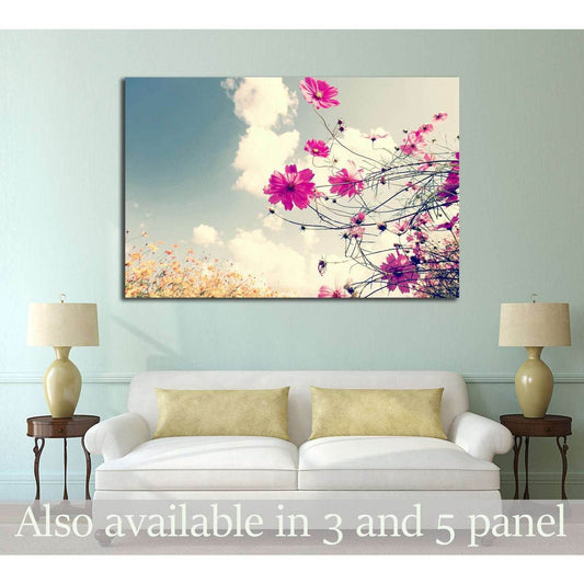 vintage Beautiful cosmos flowers in garden №3268 Ready to Hang Canvas PrintCanvas art arrives ready to hang, with hanging accessories included and no additional framing required. Every canvas print is hand-crafted, made on-demand at our workshop and exper