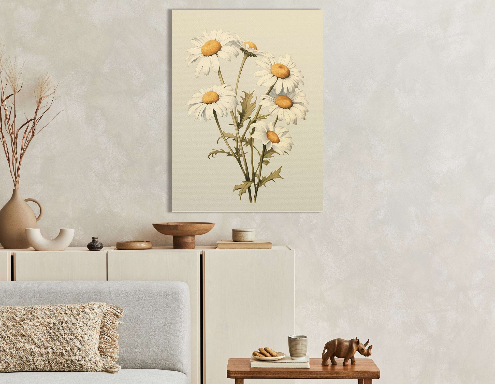 Vintage Daisy Botanical Illustration - Canvas Print - Artoholica Ready to Hang Canvas Print