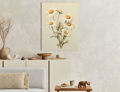 Vintage Daisy Botanical Illustration - Canvas Print - Artoholica Ready to Hang Canvas Print