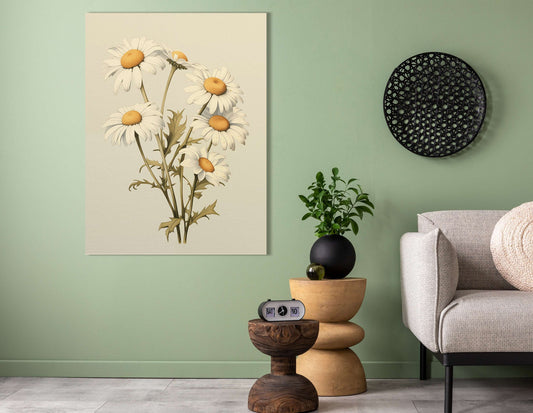 Vintage Daisy Botanical Illustration - Canvas Print - Artoholica Ready to Hang Canvas Print