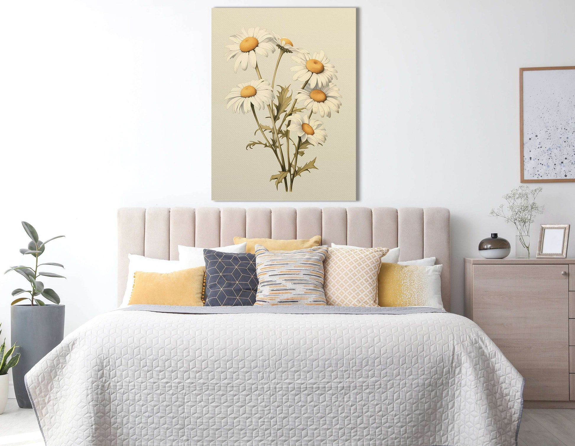 Vintage Daisy Botanical Illustration - Canvas Print - Artoholica Ready to Hang Canvas Print