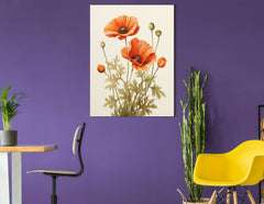 Vintage Poppy Botanical Illustration - Canvas Print - Artoholica Ready to Hang Canvas Print