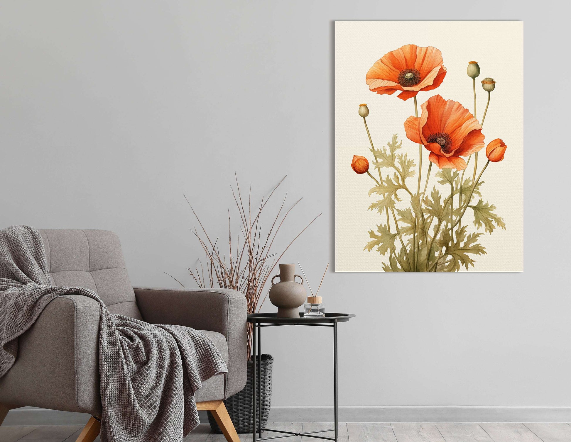 Vintage Poppy Botanical Illustration - Canvas Print - Artoholica Ready to Hang Canvas Print