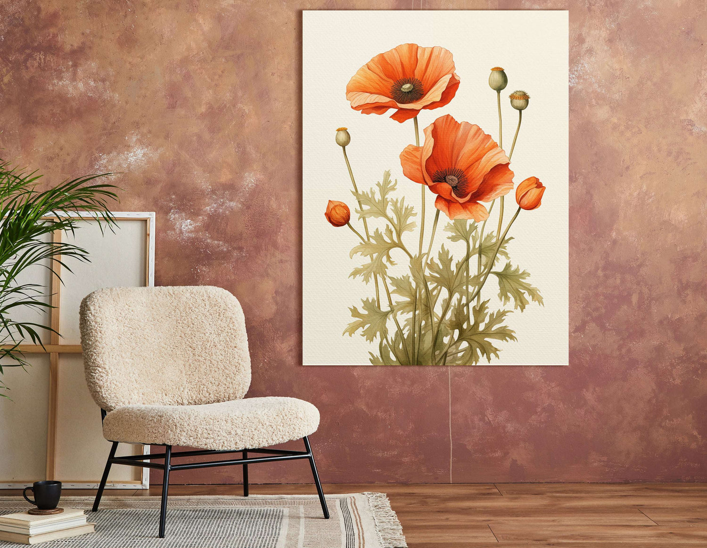 Vintage Poppy Botanical Illustration - Canvas Print - Artoholica Ready to Hang Canvas Print