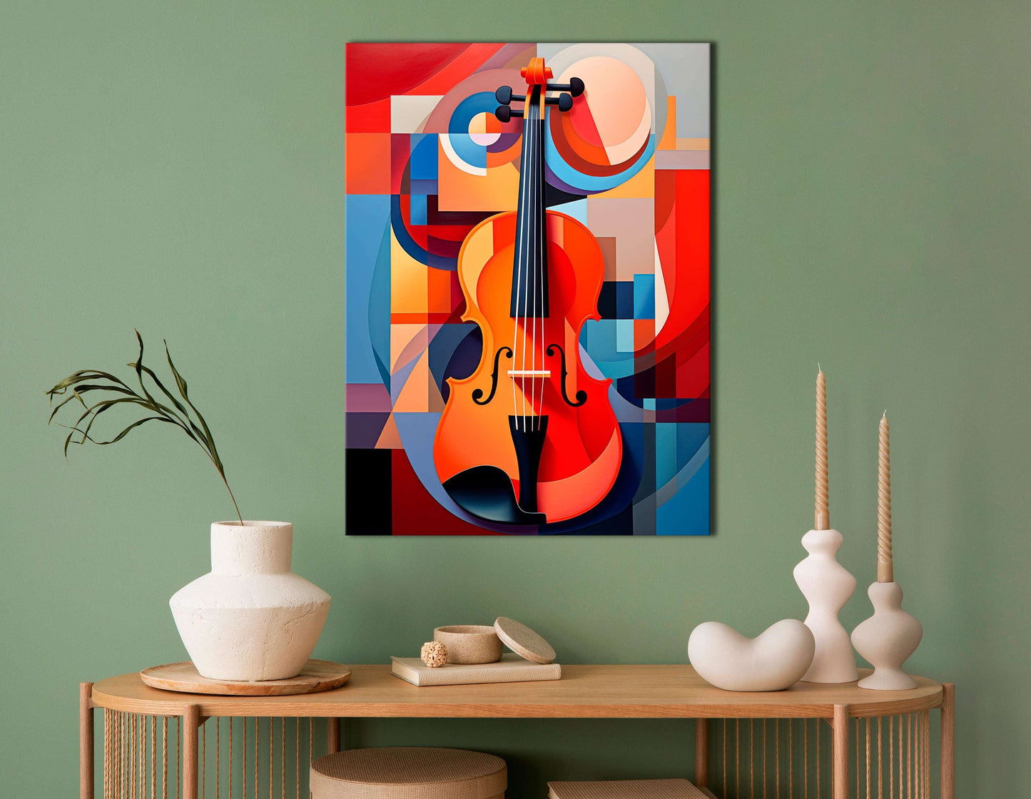 Violin in Geometric Abstraction - Canvas Print - Artoholica Ready to Hang Canvas Print