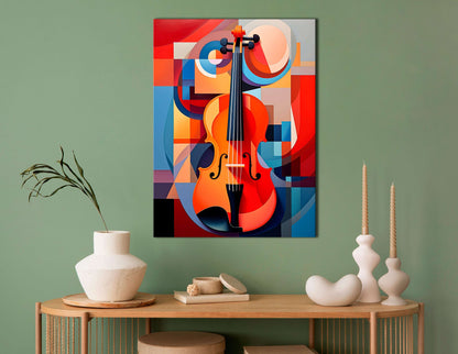 Violin in Geometric Abstraction - Canvas Print - Artoholica Ready to Hang Canvas Print