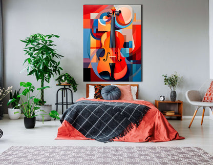 Violin in Geometric Abstraction - Canvas Print - Artoholica Ready to Hang Canvas Print