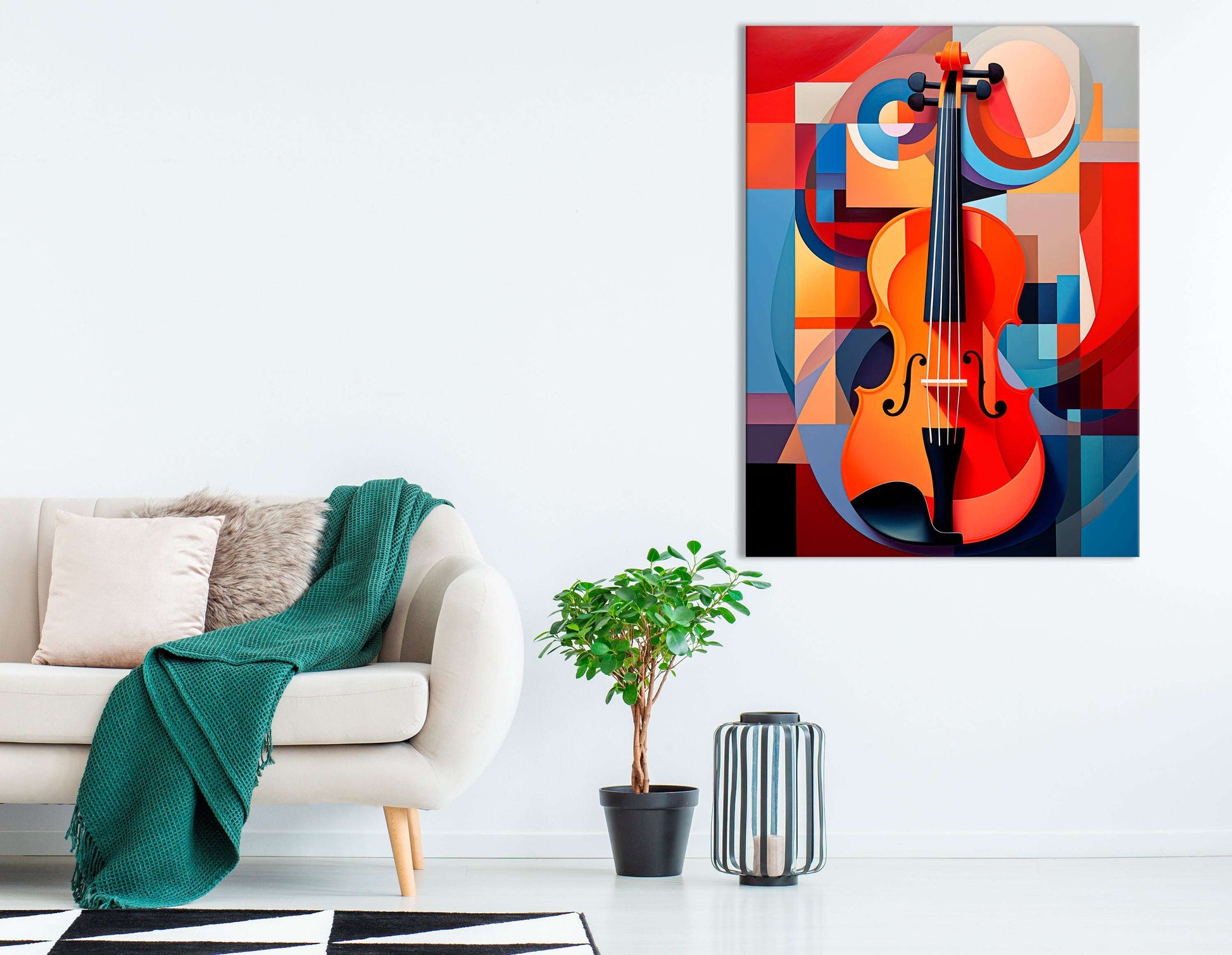 Violin in Geometric Abstraction - Canvas Print - Artoholica Ready to Hang Canvas Print