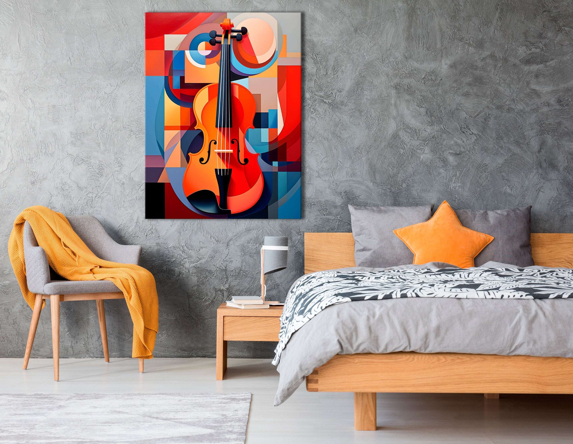 Violin in Geometric Abstraction - Canvas Print - Artoholica Ready to Hang Canvas Print