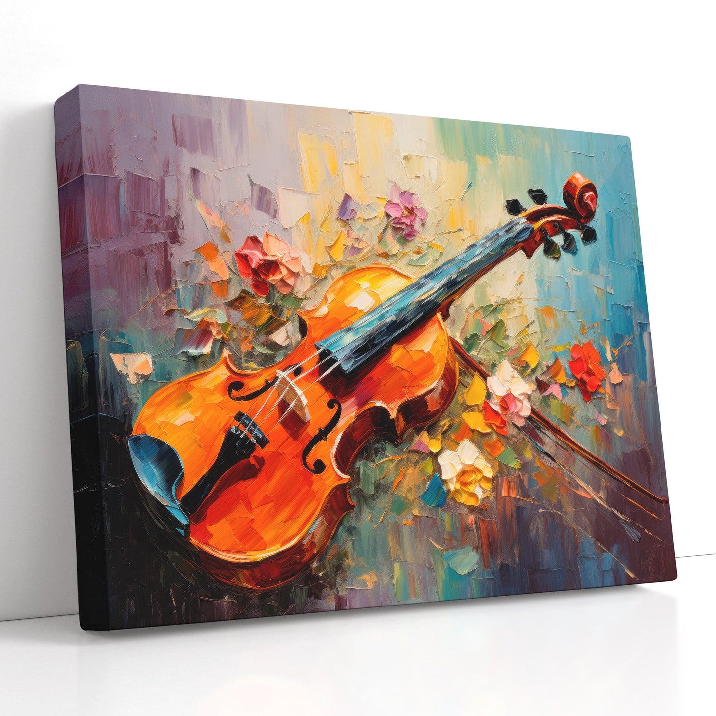 Violin with Floral Impressionism - Canvas Print - Artoholica Ready to Hang Canvas Print