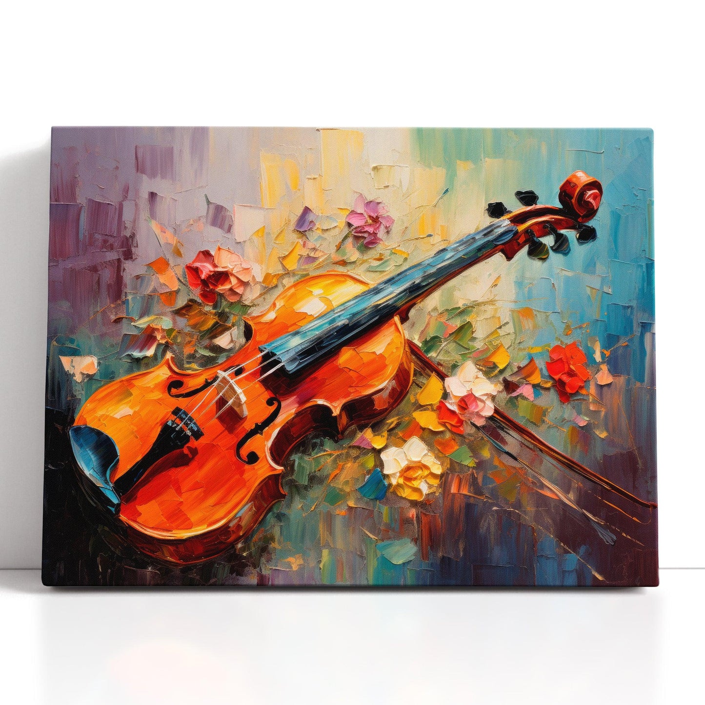 Violin with Floral Impressionism - Canvas Print - Artoholica Ready to Hang Canvas Print