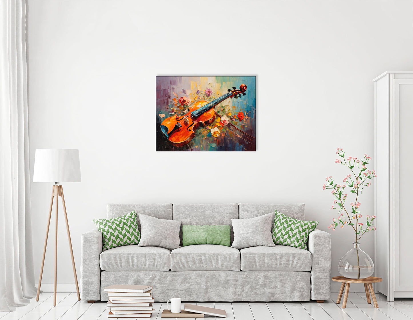 Violin with Floral Impressionism - Canvas Print - Artoholica Ready to Hang Canvas Print