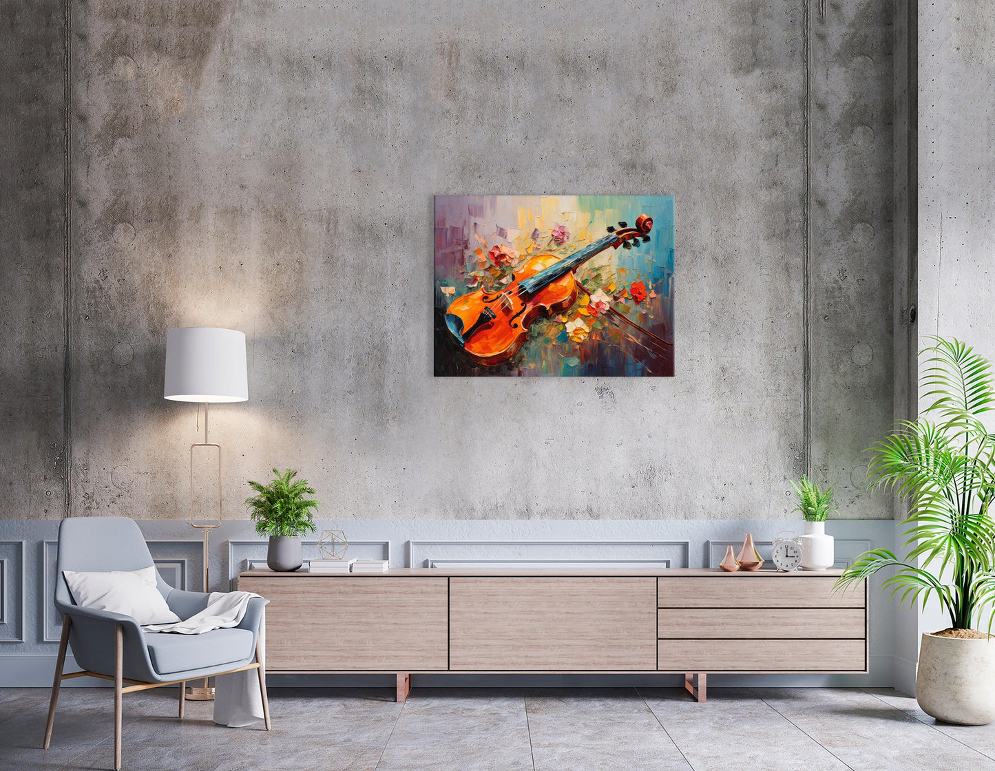 Violin with Floral Impressionism - Canvas Print - Artoholica Ready to Hang Canvas Print