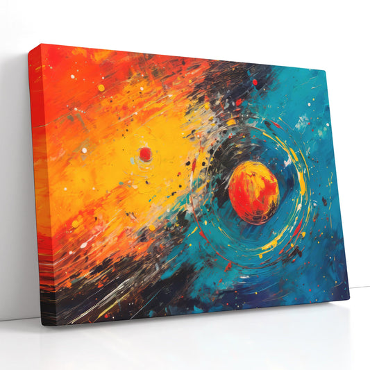 Vivid Orange and Blue Cosmic Abstract - Canvas Print - Artoholica Ready to Hang Canvas Print