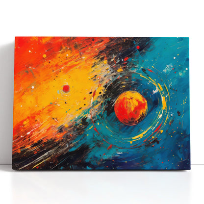 Vivid Orange and Blue Cosmic Abstract - Canvas Print - Artoholica Ready to Hang Canvas Print