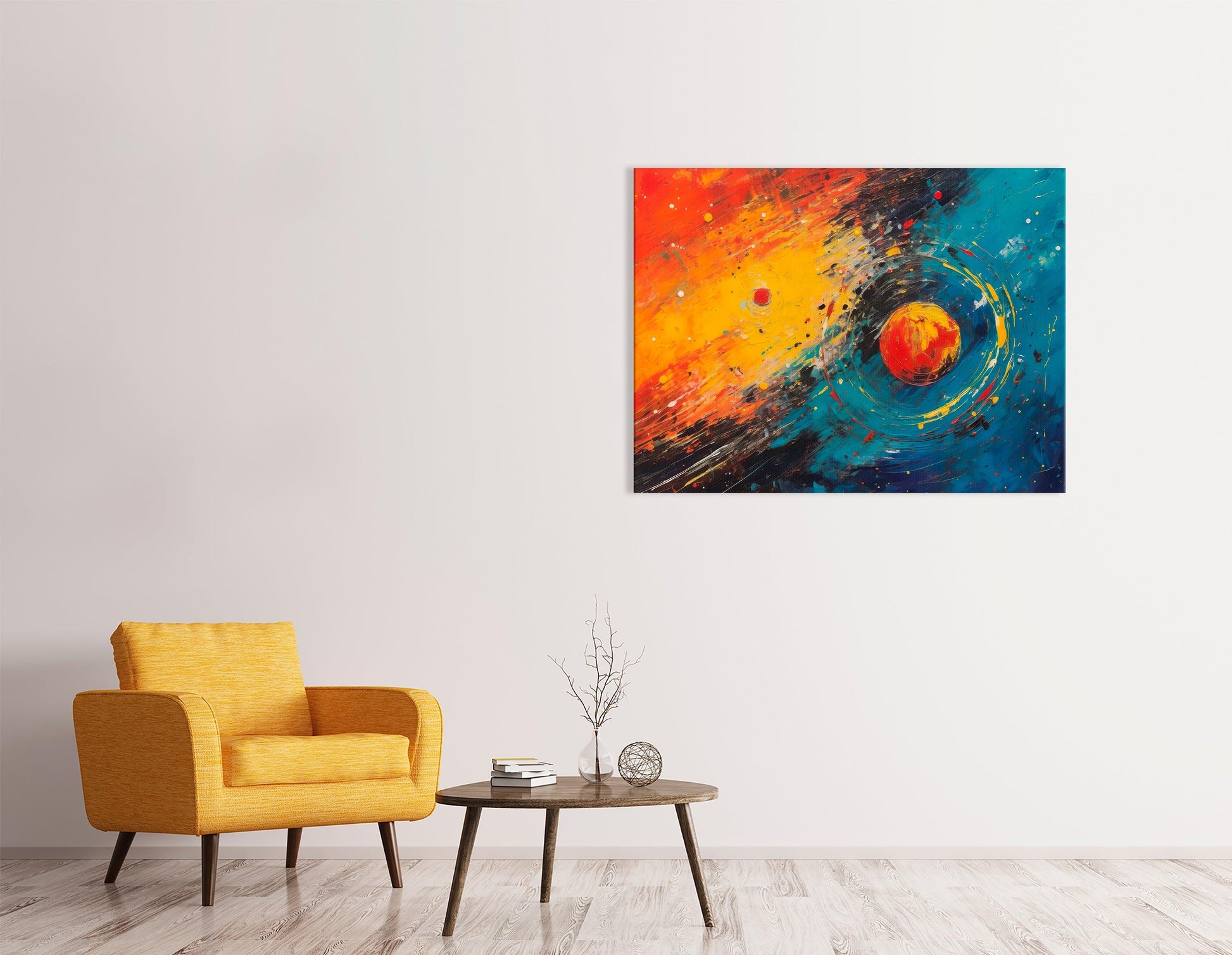 Vivid Orange and Blue Cosmic Abstract - Canvas Print - Artoholica Ready to Hang Canvas Print