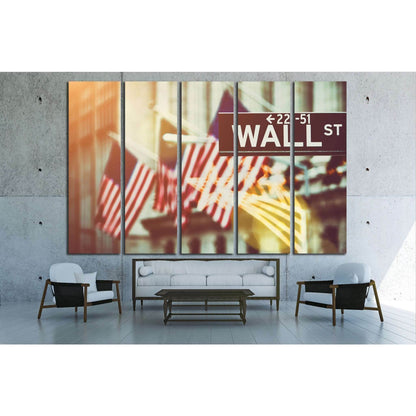 Wall street sign in New York with New York Stock Exchange №1779 Ready to Hang Canvas PrintCanvas art arrives ready to hang, with hanging accessories included and no additional framing required. Every canvas print is hand-crafted, made on-demand at our wor