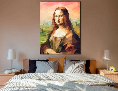 Warm-Hued Geometric Mona Lisa - Canvas Print - Artoholica Ready to Hang Canvas Print