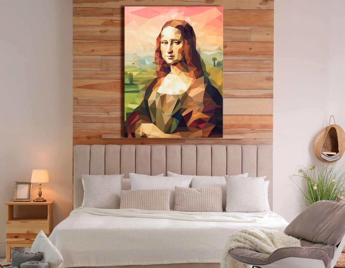 Warm-Hued Geometric Mona Lisa - Canvas Print - Artoholica Ready to Hang Canvas Print