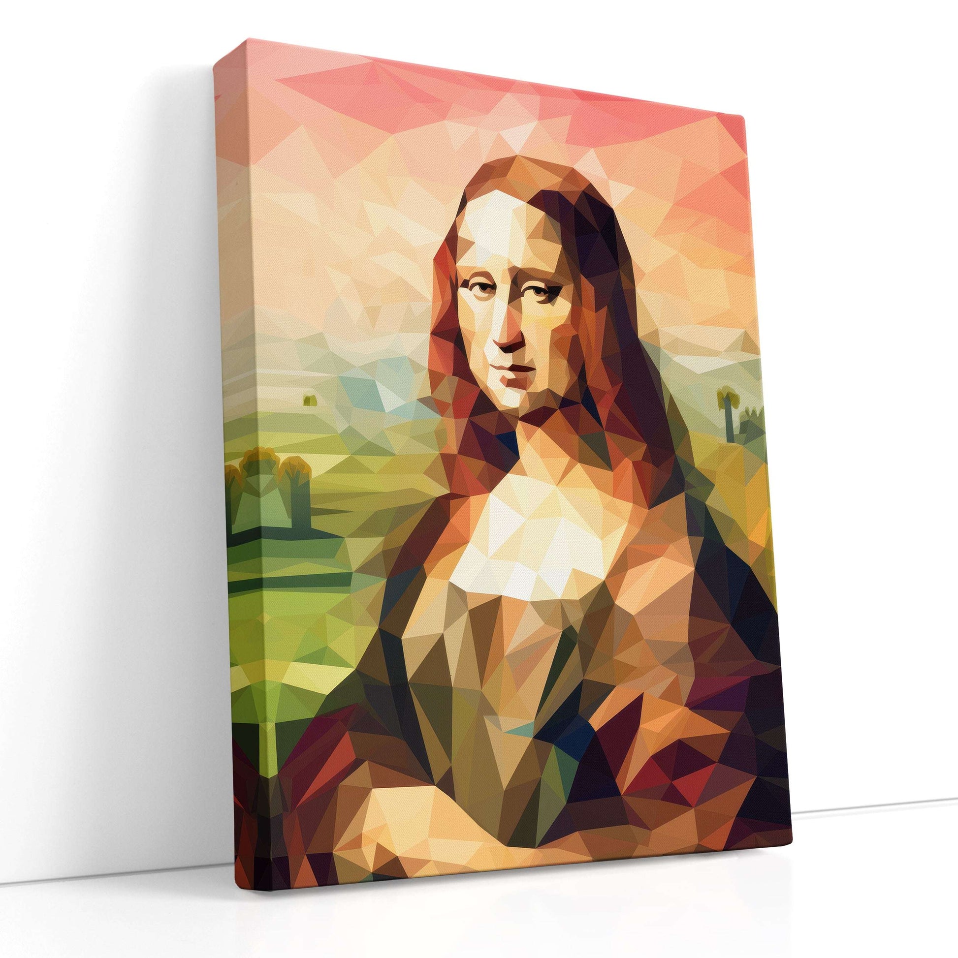 Warm-Hued Geometric Mona Lisa - Canvas Print - Artoholica Ready to Hang Canvas Print