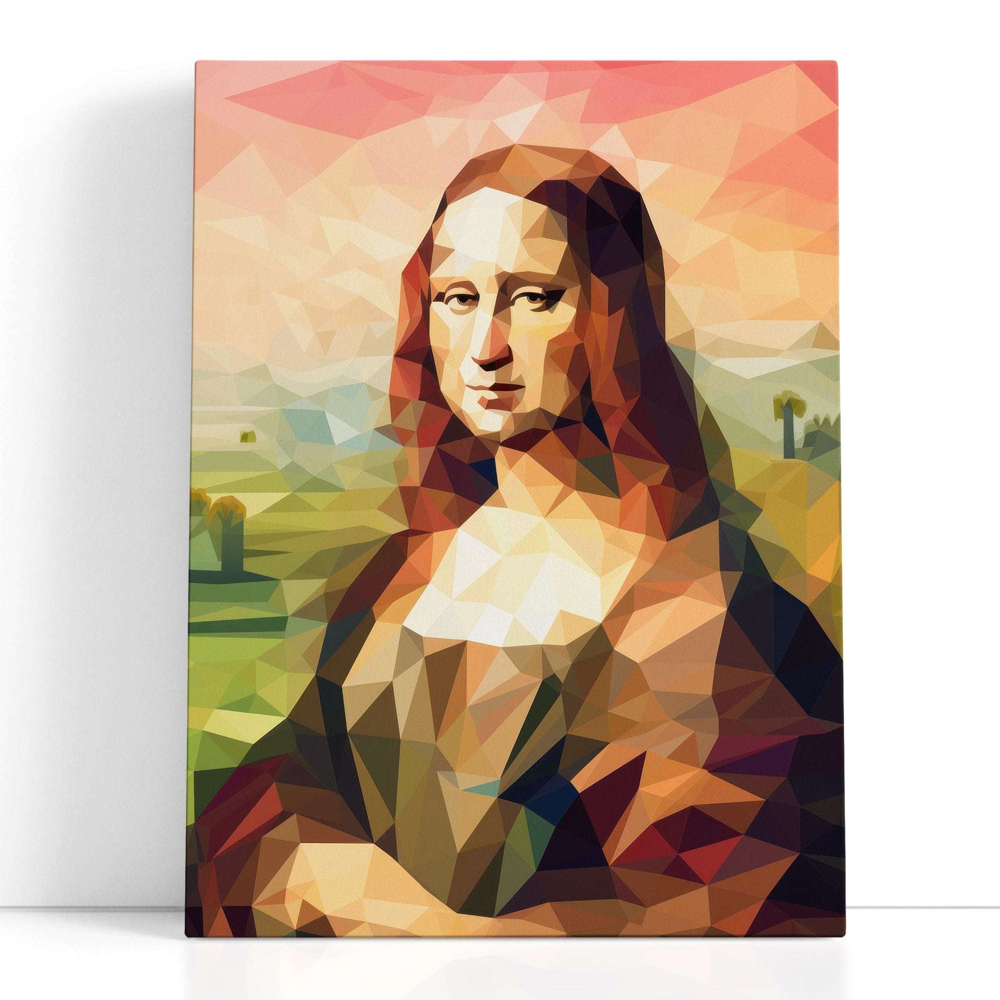 Warm-Hued Geometric Mona Lisa - Canvas Print - Artoholica Ready to Hang Canvas Print