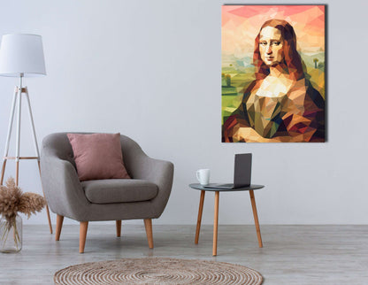 Warm-Hued Geometric Mona Lisa - Canvas Print - Artoholica Ready to Hang Canvas Print