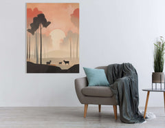 Warm Red and Orange Countryside Scene - Canvas Print - Artoholica Ready to Hang Canvas Print