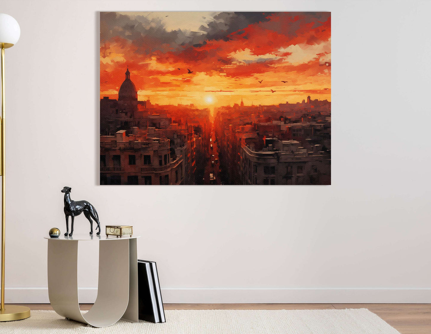 Warm Sunset Over Cityscape - Canvas Print - Artoholica Ready to Hang Canvas Print