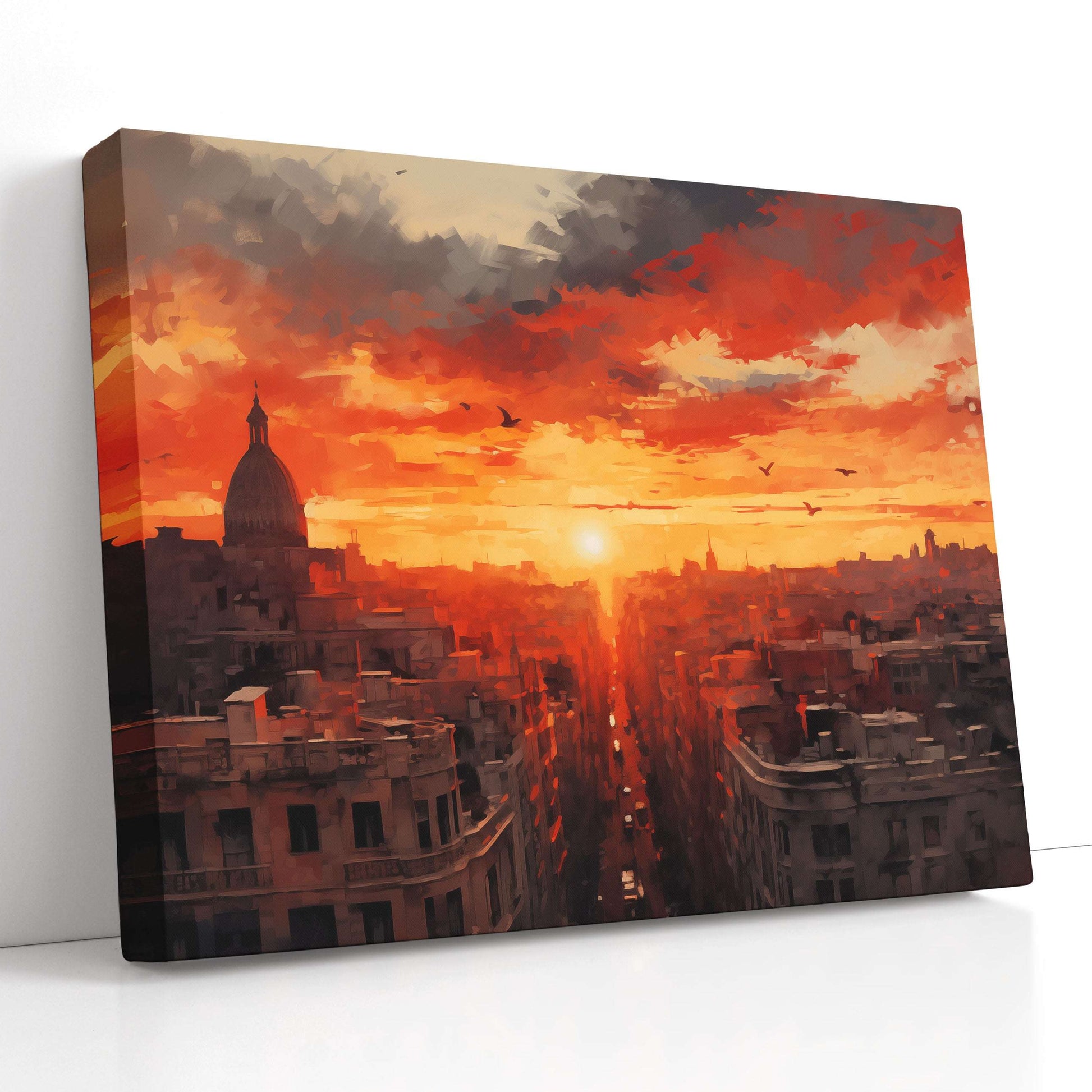 Warm Sunset Over Cityscape - Canvas Print - Artoholica Ready to Hang Canvas Print