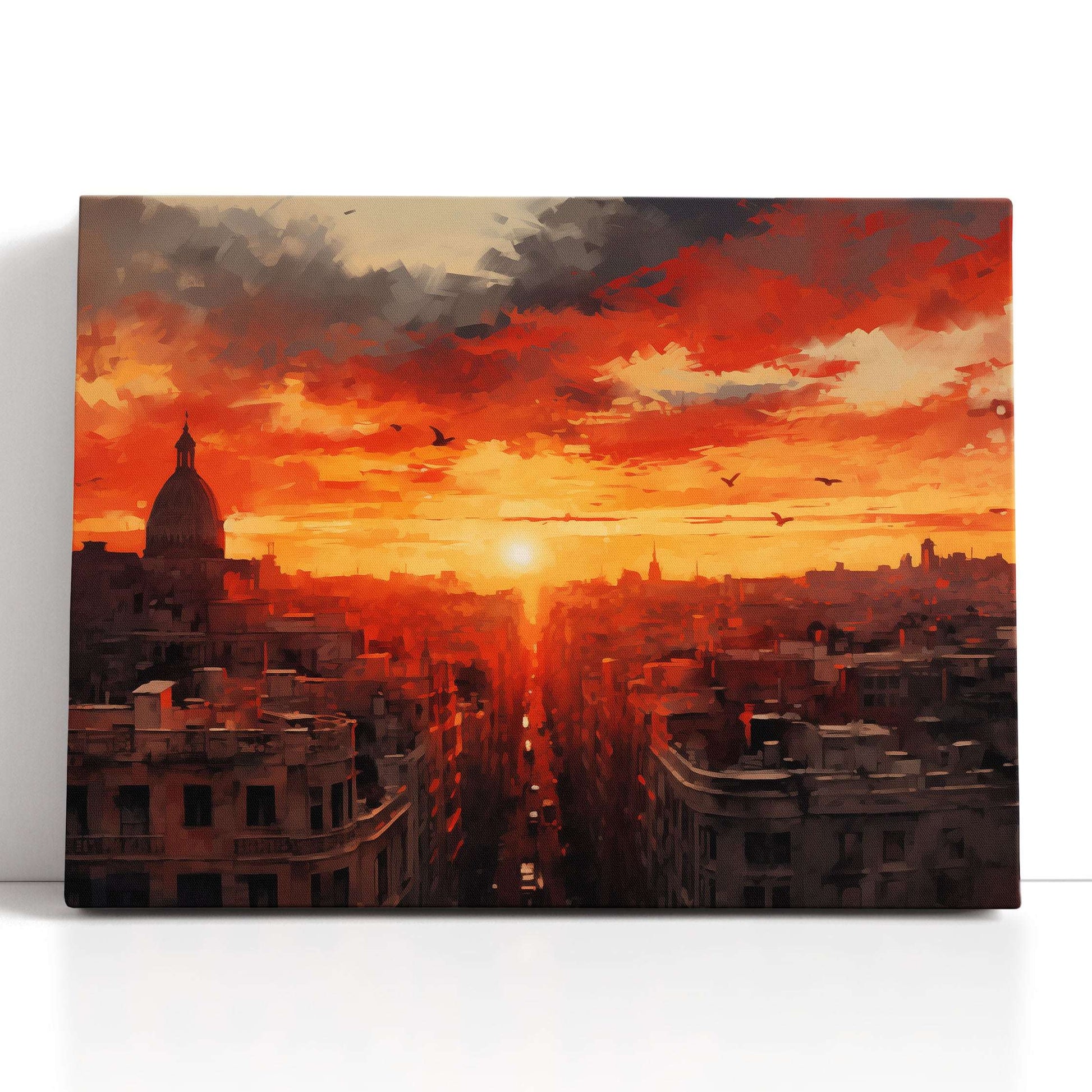 Warm Sunset Over Cityscape - Canvas Print - Artoholica Ready to Hang Canvas Print