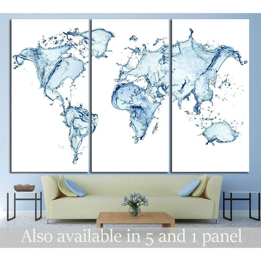 Water Splashes World Map №1452 Ready to Hang Canvas PrintCanvas art arrives ready to hang, with hanging accessories included and no additional framing required. Every canvas print is hand-crafted, made on-demand at our workshop and expertly stretched arou