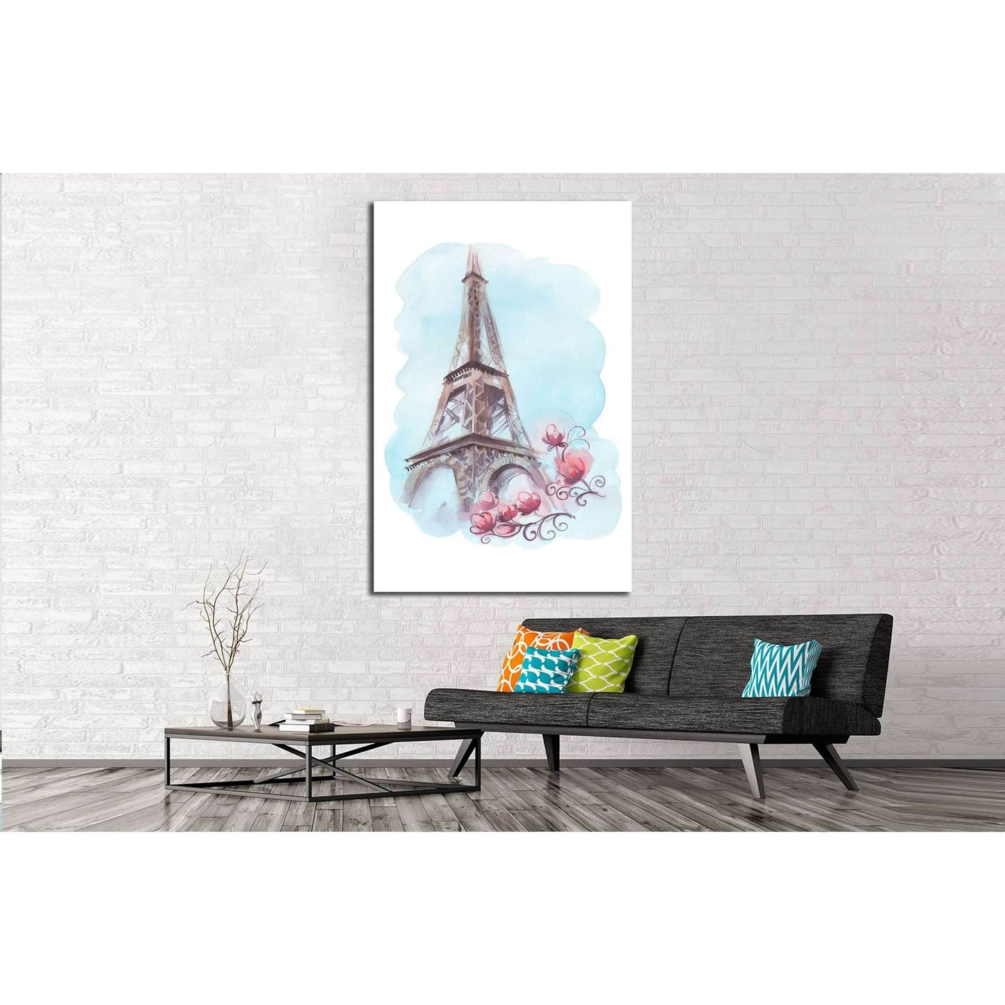 Watercolor illustration with Eiffel Tower №4596 Ready to Hang Canvas PrintCanvas art arrives ready to hang, with hanging accessories included and no additional framing required. Every canvas print is hand-crafted, made on-demand at our workshop and expert