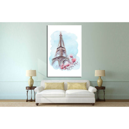 Watercolor illustration with Eiffel Tower №4596 Ready to Hang Canvas PrintCanvas art arrives ready to hang, with hanging accessories included and no additional framing required. Every canvas print is hand-crafted, made on-demand at our workshop and expert